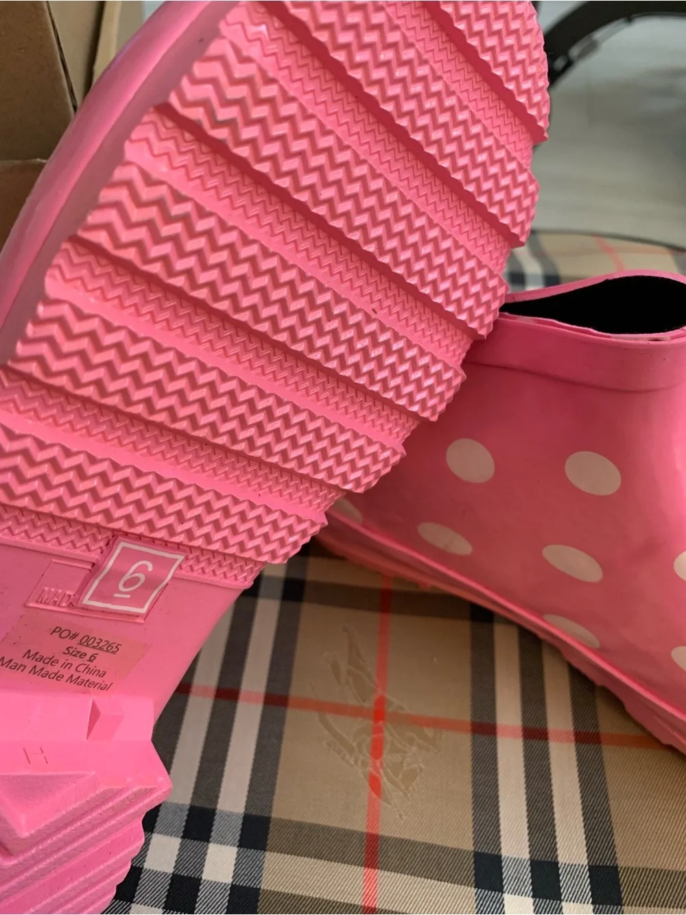 Pink Polka Dot Women's Rain Clog Boots Rainer